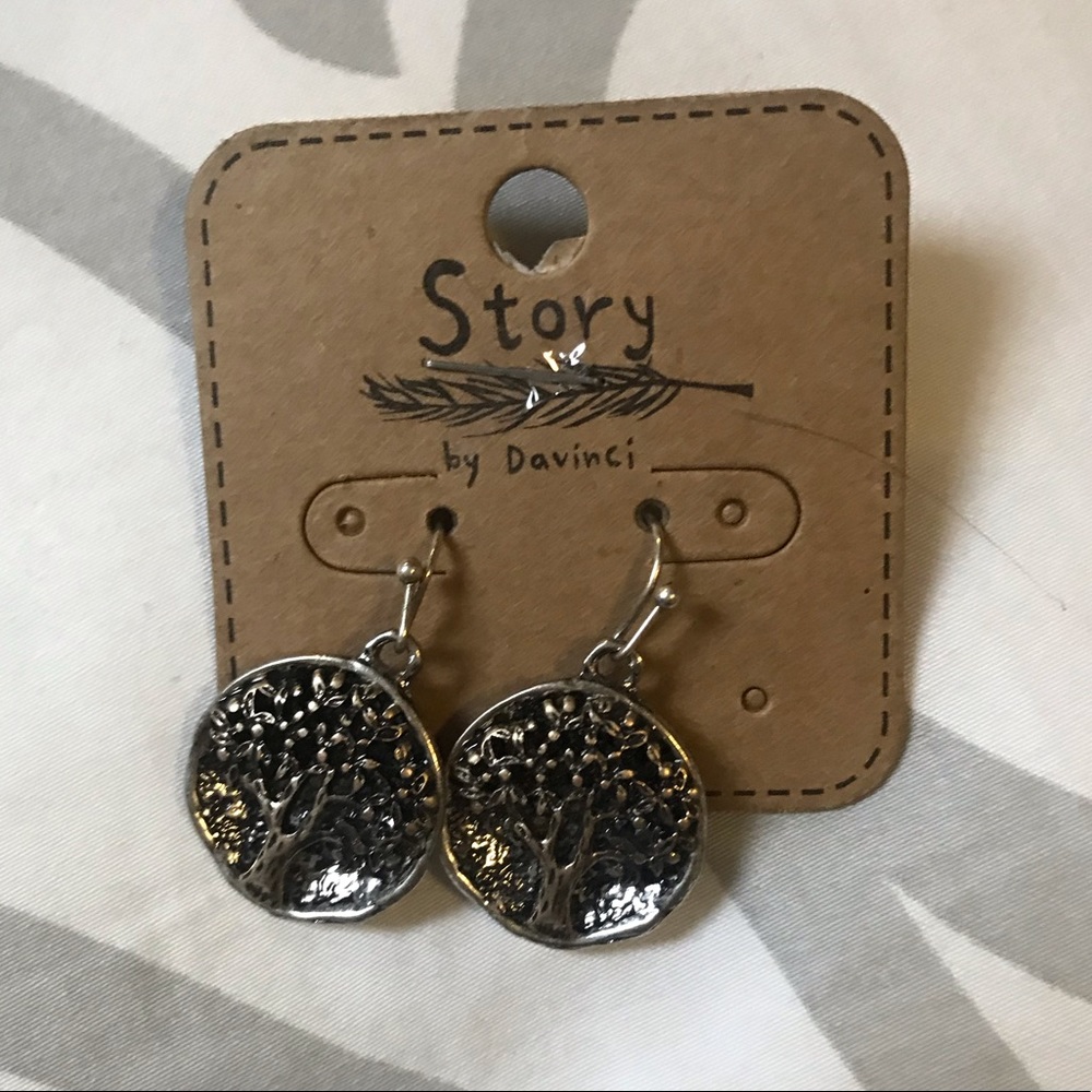 Silver tree earrings